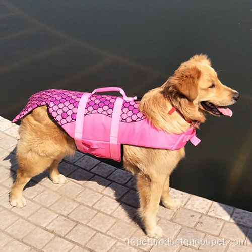 Gilet de sauvetage Aid pour chien avec bouton imprimé en forme de requin